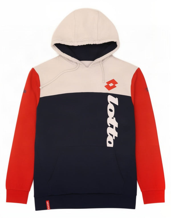 Maglione con cappuccio grafico da uomo Lotto Large in cotone color block blu navy