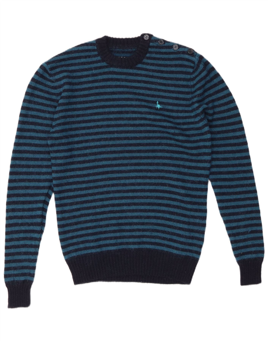 JACK WILLS Maglione da uomo girocollo piccolo in lana a righe blu navy