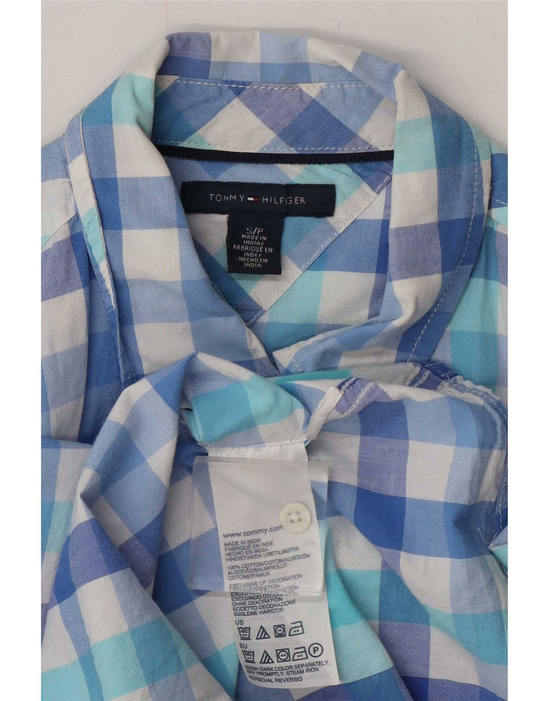 Camicia da donna Tommy Hilfiger UK 10 piccolo cotone a quadretti blu