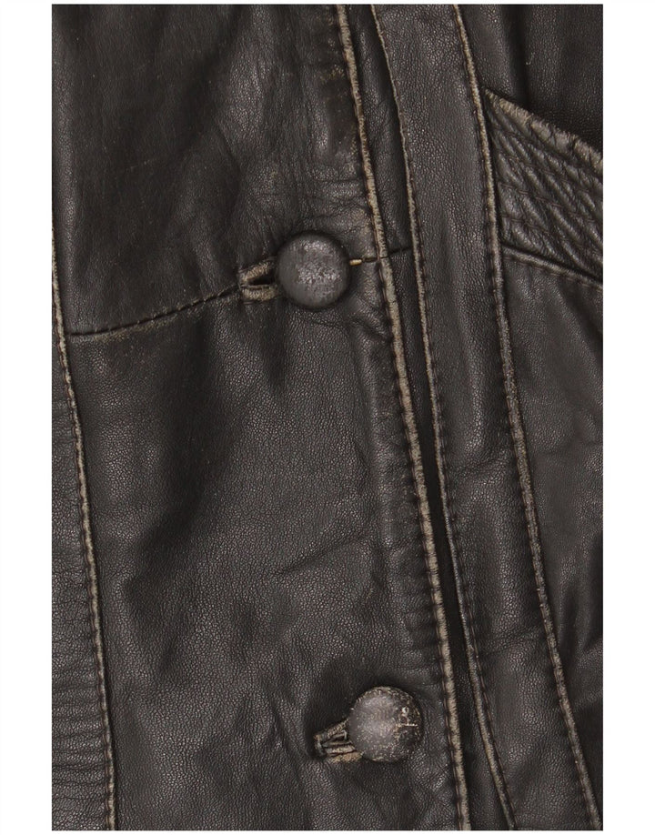 Giacca in pelle oversize da donna vintage EU 46 XL in pelle nera