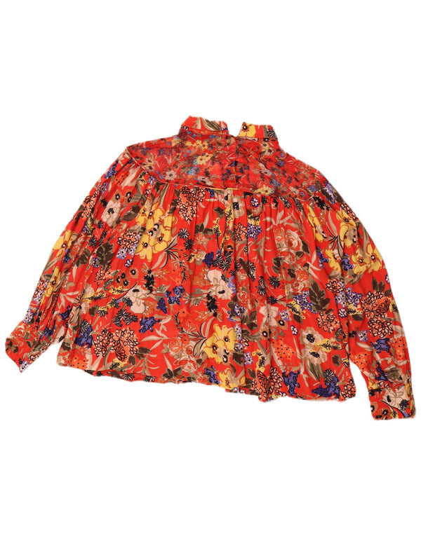 Camicetta a maniche lunghe da donna French Connection Top UK 16 Grande rosso floreale