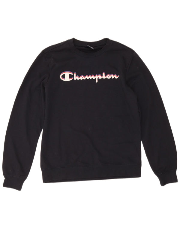 Felpa con grafica Champion per ragazzi, 13-14 anni, XL, cotone blu navy