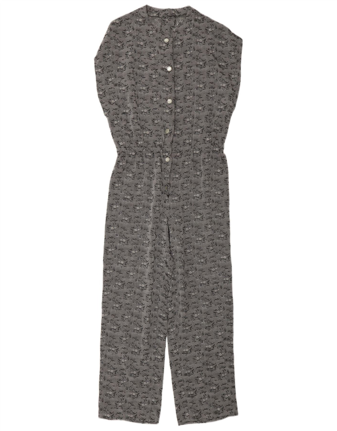 Tuta da donna vintage UK 12 grigio medio floreale