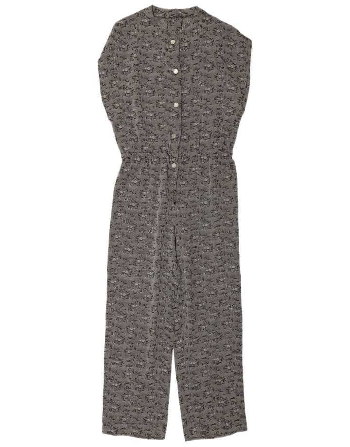 Tuta da donna vintage UK 12 grigio medio floreale