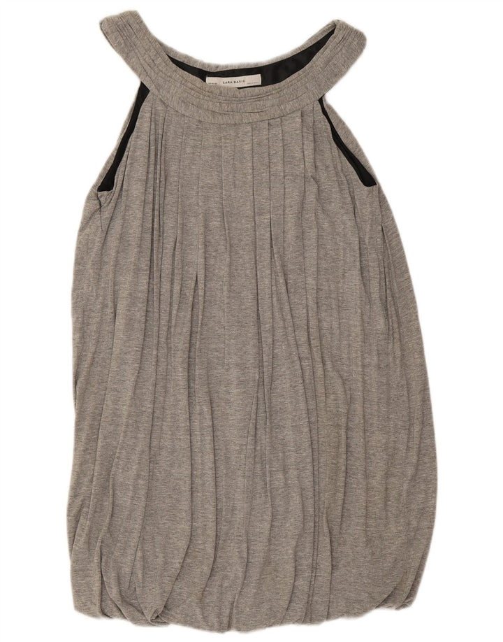 Abito a palloncino senza maniche da donna Zara UK 12 Viscosa grigio medio