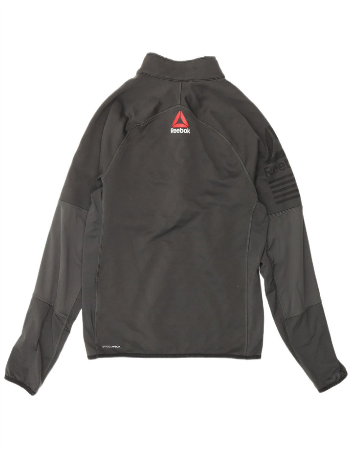 REEBOK Top da tuta pullover con zip grafica da uomo, piccolo in poliestere grigio