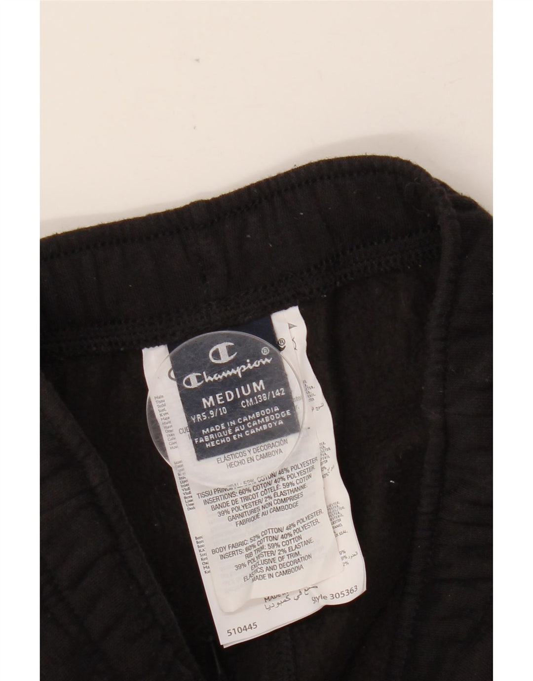 CHAMPION Boys Graphic Tracksuit Trousers Joggers 9-10 Years Medium Black