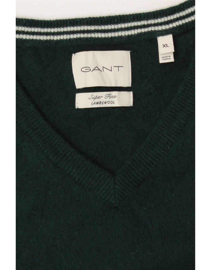 Maglione Gant da ragazzo con scollo a V 15-16 anni XL Lana d'agnello verde