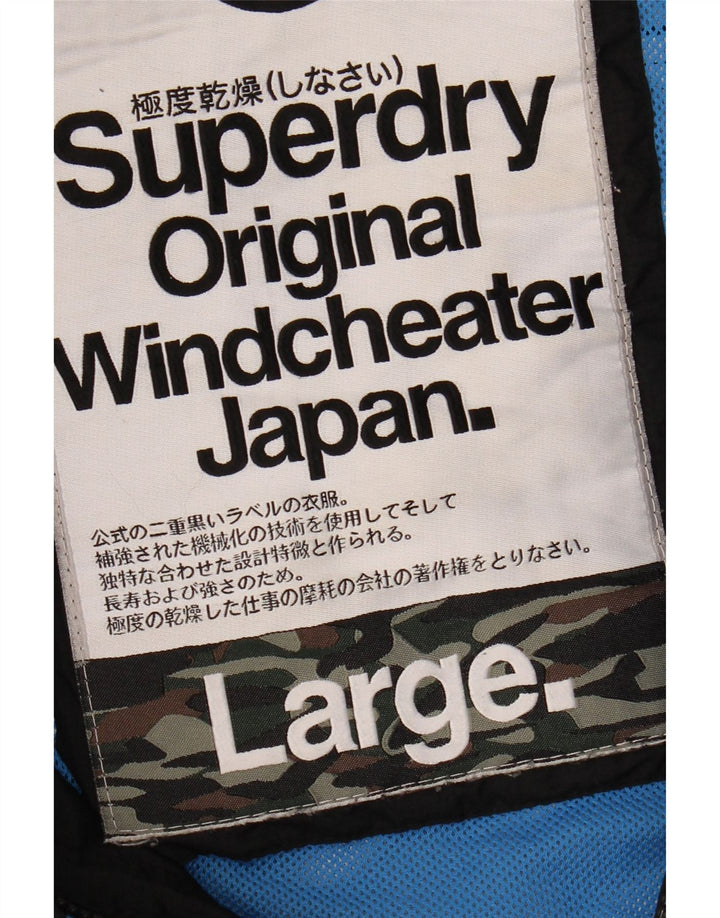 SUPERDRY Womens Graphic Windbreaker Jacket UK 40 Large Black