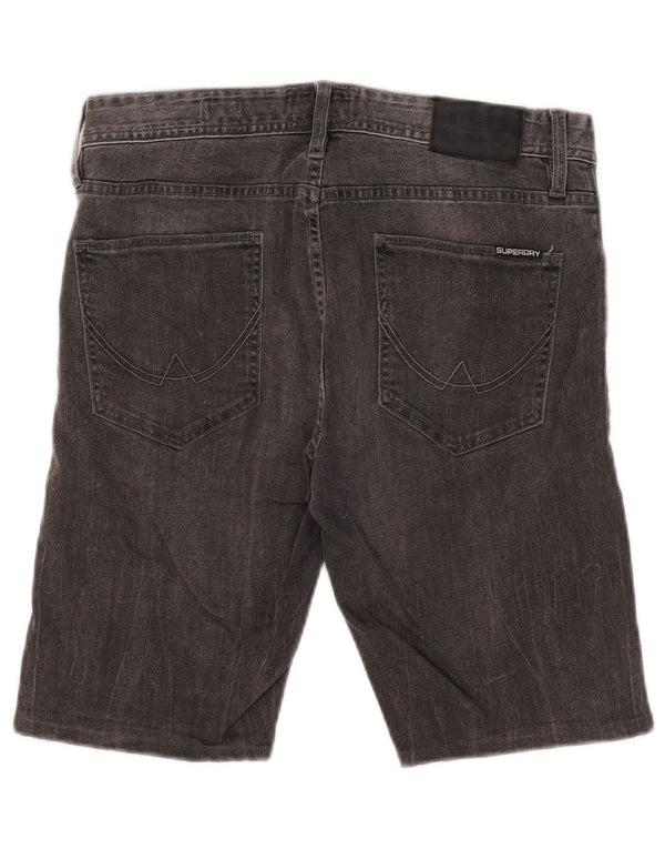 Pantaloncini di jeans slim corporale da uomo Superdry W32 cotone grigio medio
