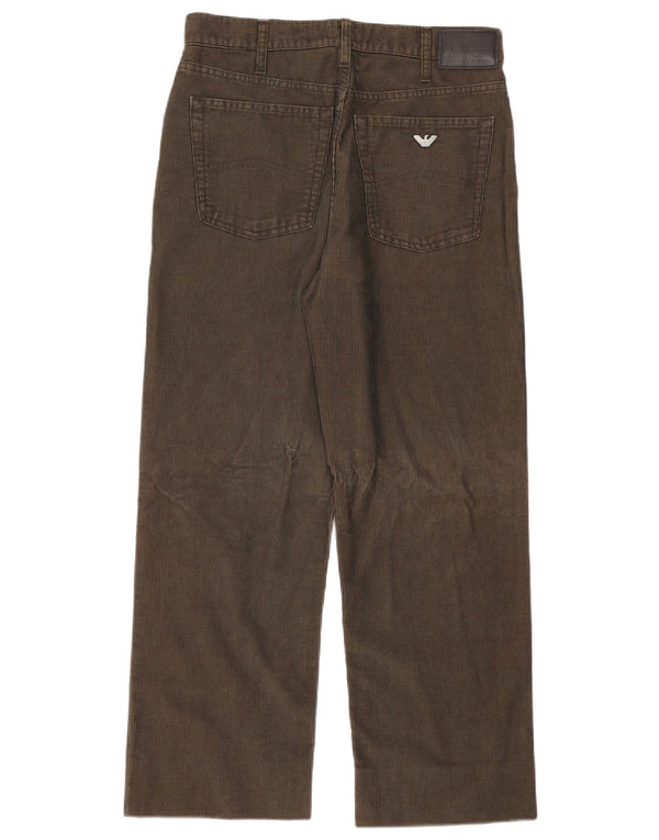 Pantaloni dritti in velluto a coste da donna Armani W34 L28 poliestere kaki