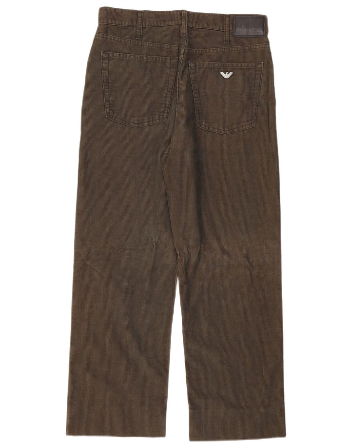 Pantaloni dritti in velluto a coste da donna Armani W34 L28 poliestere kaki