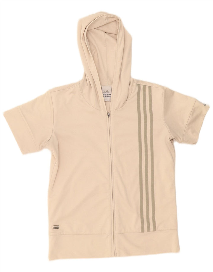 Giacca da ginnastica con cappuccio Adidas Climacool da donna UK 10 piccola Beige