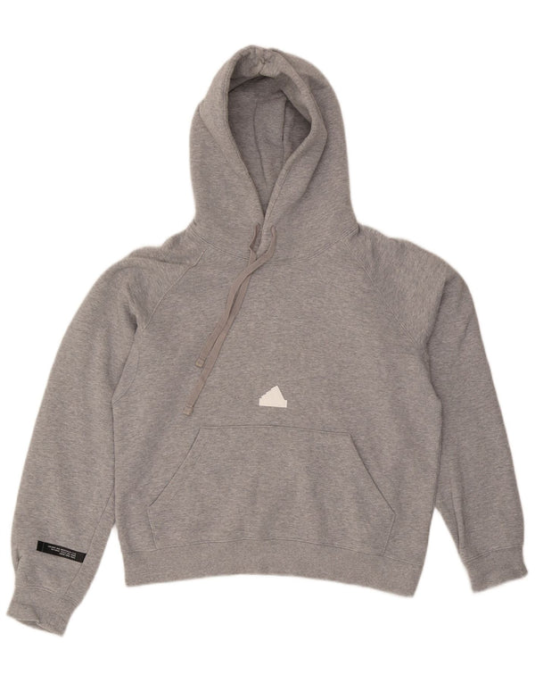 Maglione con cappuccio vestibilità ampia Adidas da uomo piccolo in cotone grigio