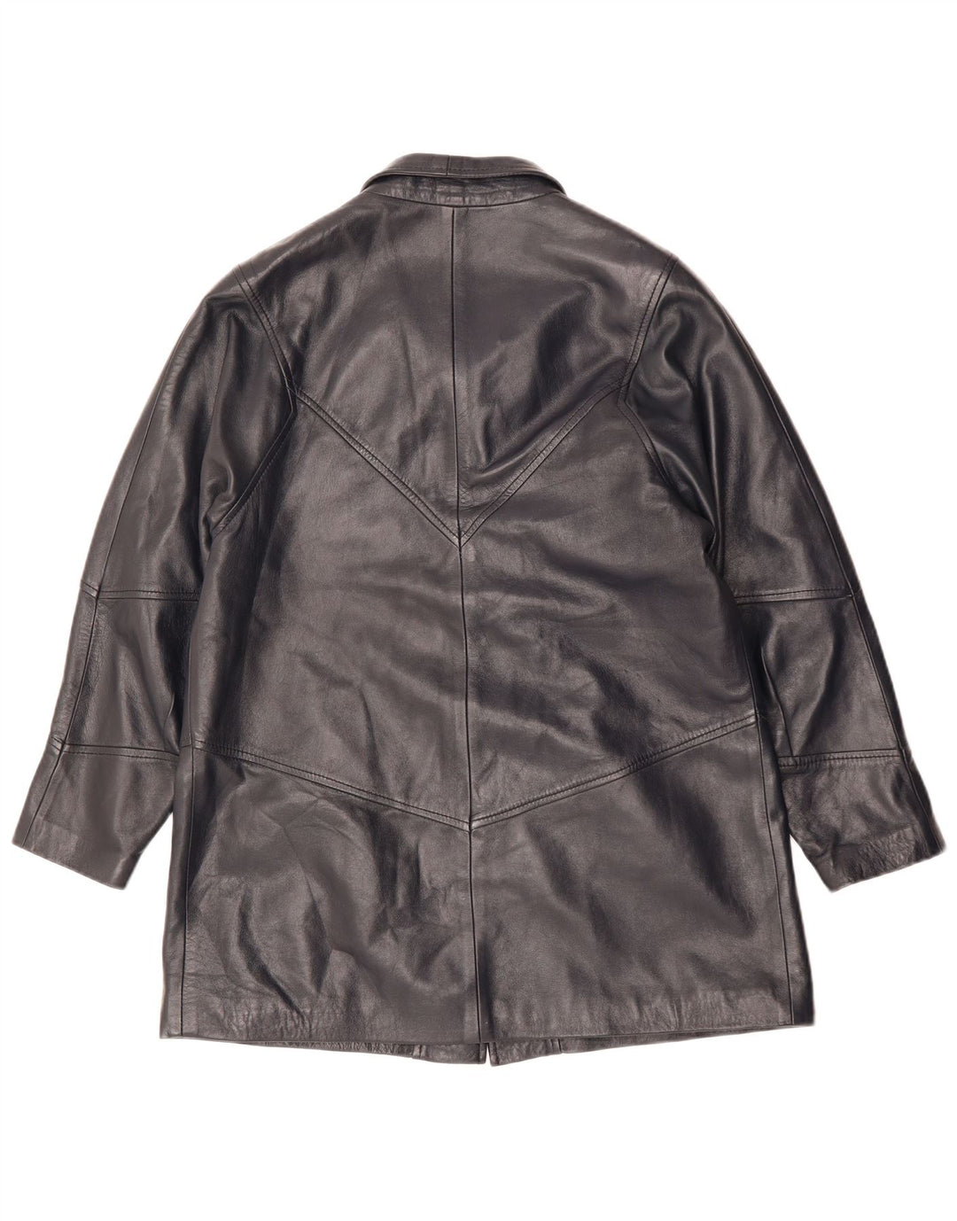 Giacca in pelle da donna vintage UK 14 in pelle nera media