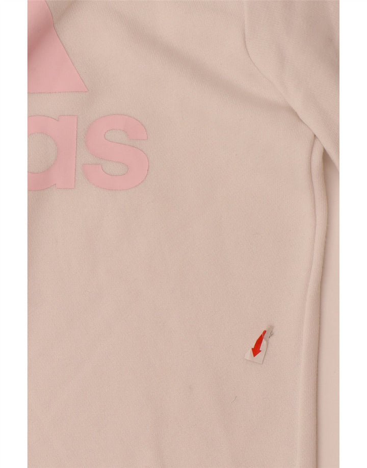 Felpa grafica per ragazze ADIDAS, maglione 11-12 anni, cotone bianco