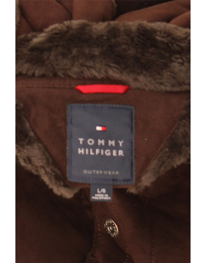 Camicia overshirt da uomo Tommy Hilfiger grande marrone
