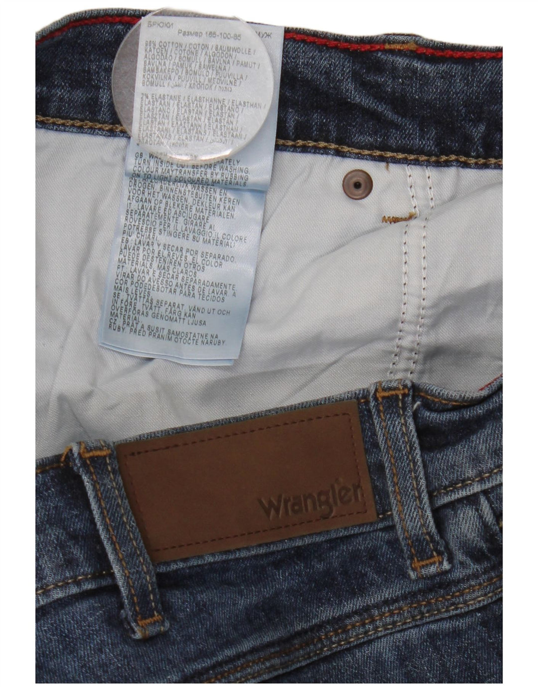 Jeans dritti regolari da uomo Wrangler W34 L30 cotone blu