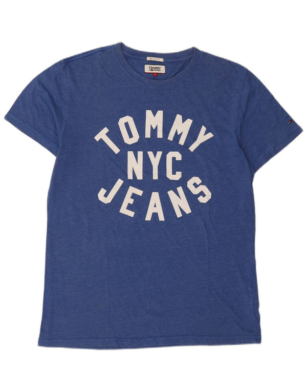 Tommy Hilfiger T-shirt grafica da uomo con vestibilità regolare, top grande in poliestere blu