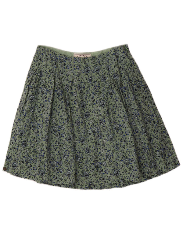 Gonna a pieghe da donna Fat Face UK 8 piccola W28 viscosa floreale verde
