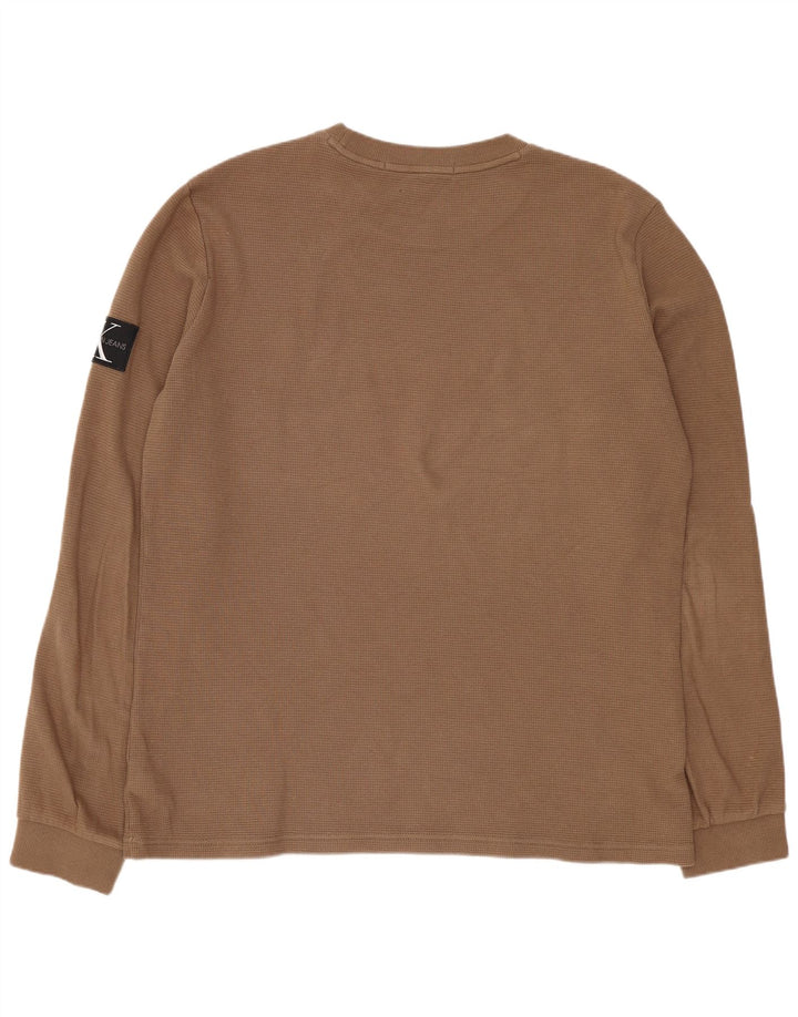 Calvin Klein Uomo Top Manica Lunga 2XL Cotone Marrone