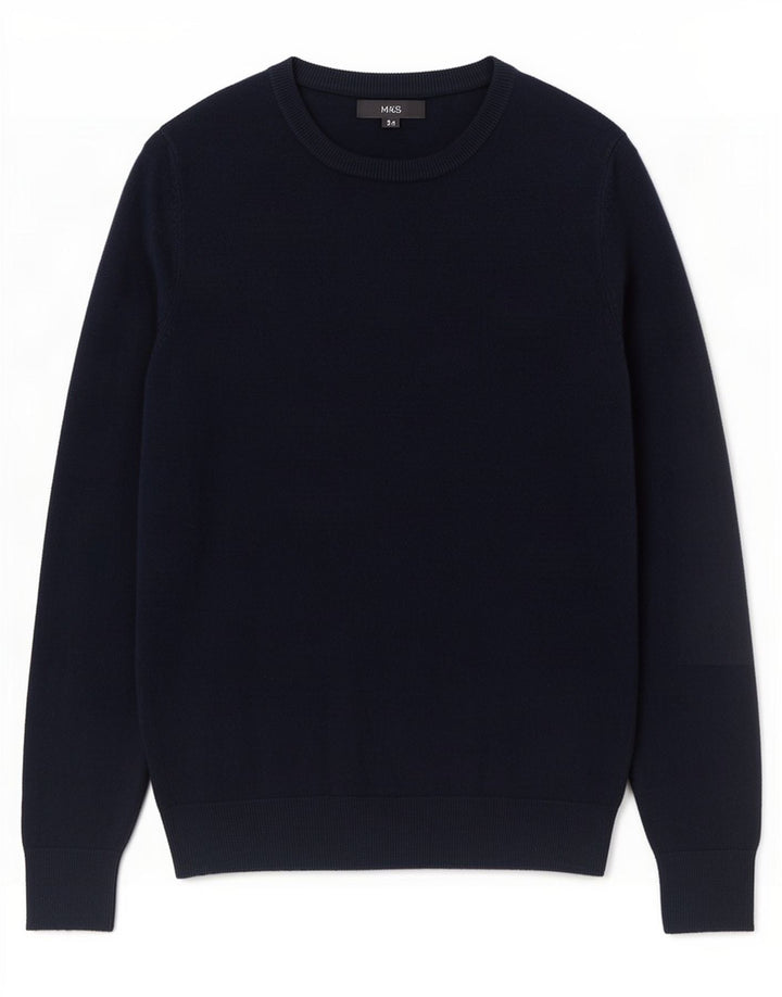 Marks & Spencer Maglione da uomo con scollo a barca piccolo in acrilico blu navy
