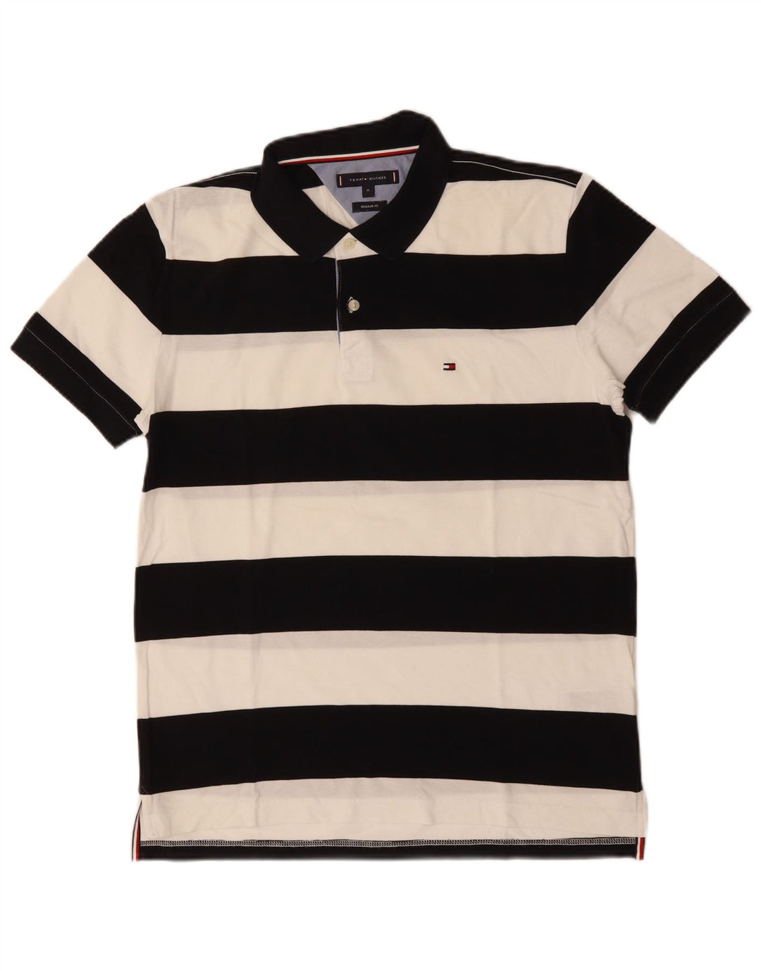 Polo da uomo Tommy Hilfiger vestibilità regolare in cotone a righe nere medie