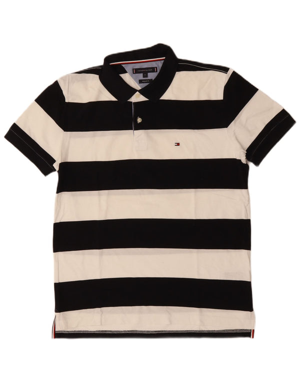 Polo da uomo Tommy Hilfiger vestibilità regolare in cotone a righe nere medie