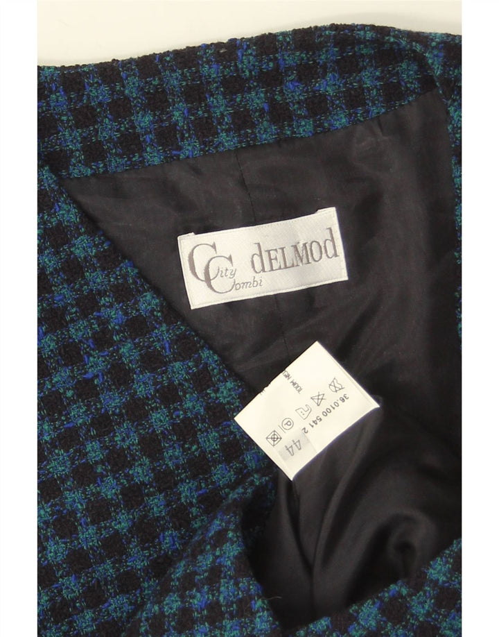 Gilet da donna Delmod EU 44 XL Blu navy a quadretti in lana vergine