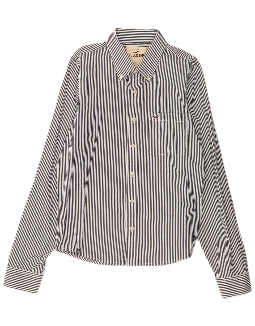 Camicia Hollister da uomo XL in cotone gessato blu navy