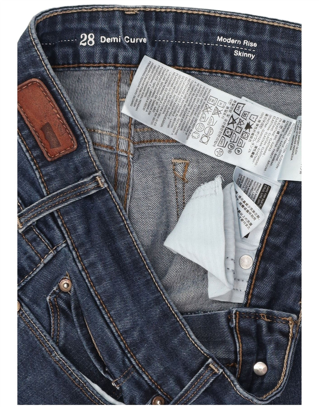 LEVI'S Jeans skinny da donna Demi Curve a vita moderna W28 L30 cotone blu navy