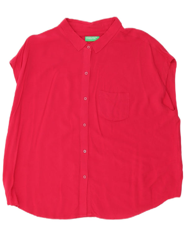 Camicia oversize senza maniche da donna Benetton UK 16 Large Rosa Viscosa