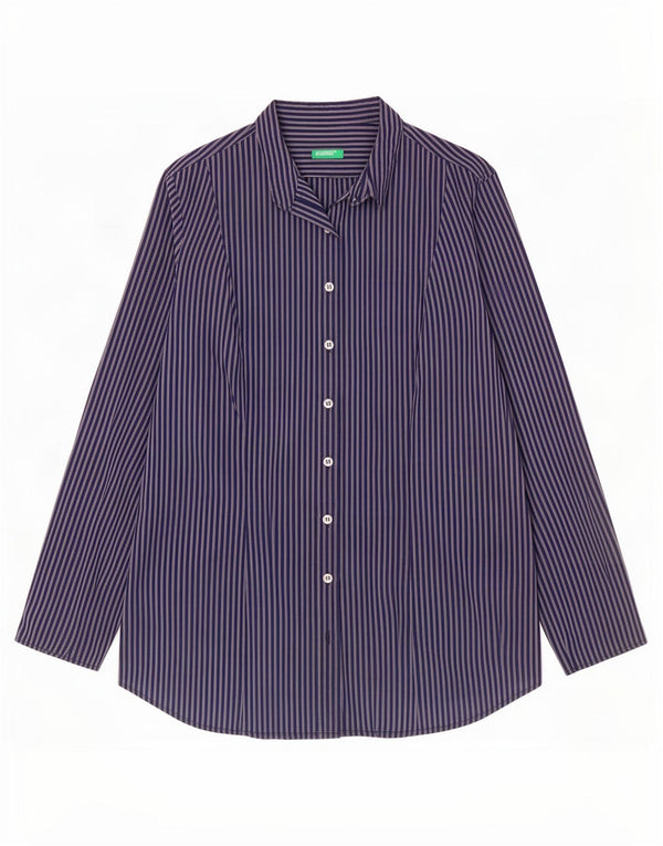 Camicia da donna Benetton UK 12 medio blu navy gessato