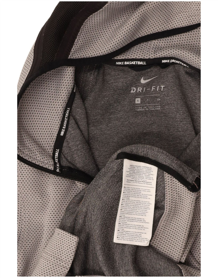 Felpa con cappuccio e zip da basket da uomo NIKE piccola in poliestere grigio