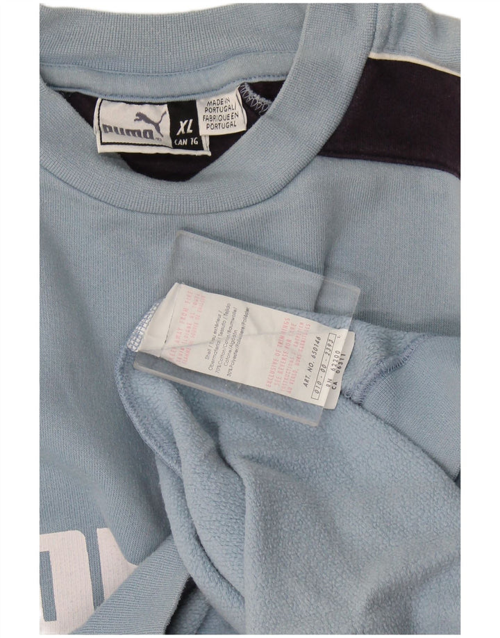 Felpa grafica da uomo Puma Jumper XL Blu Colourblock in cotone