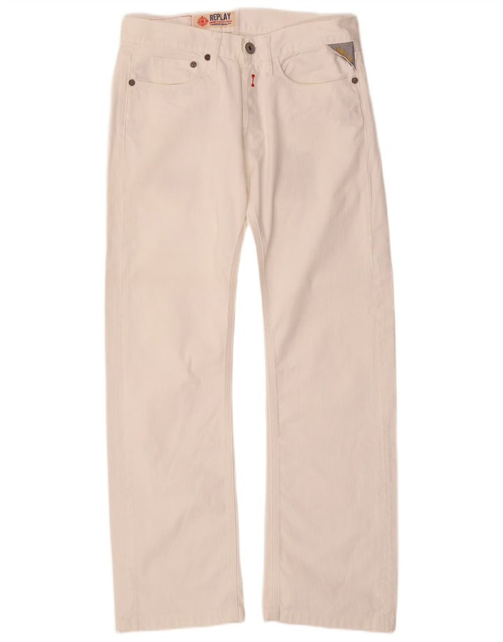 Jeans dritti da uomo Replay W28 L30 cotone bianco
