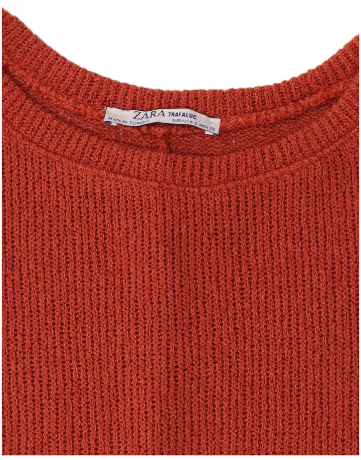 Abito maxi maglione trasparente da donna Zara UK 8 piccolo arancione