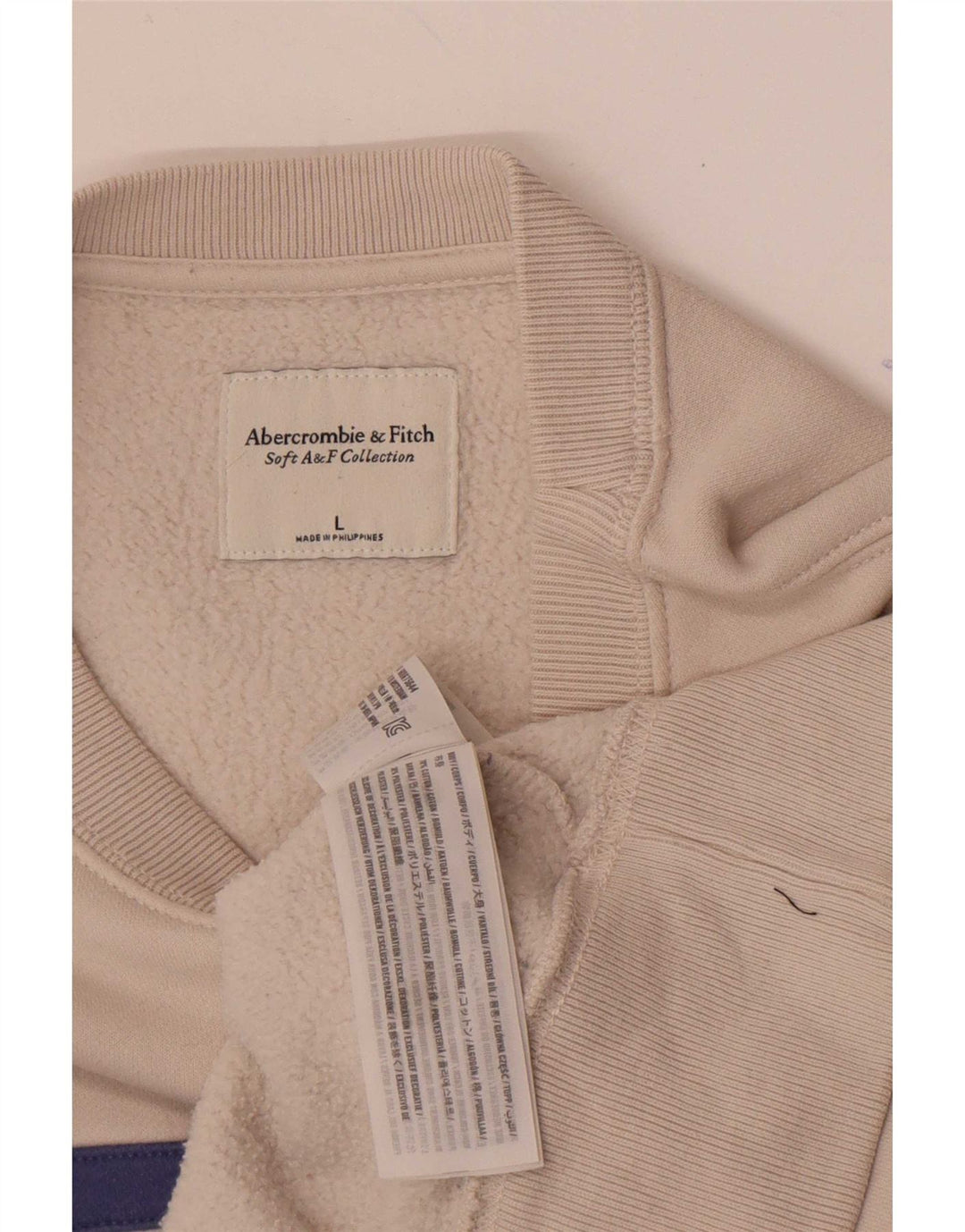 Abercrombie & Fitch Felpa da uomo Maglione grande color block bianco sporco