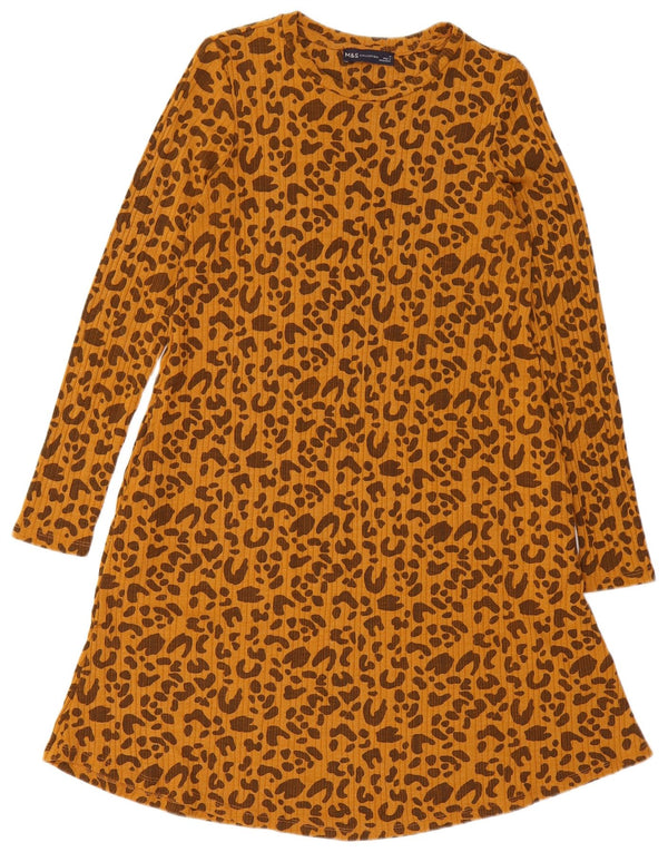 Abito a trapezio da donna Marks & Spencer UK 10 piccola stampa animalier marrone