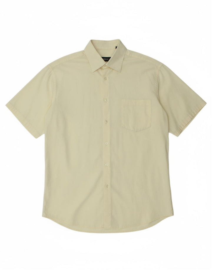 HUGO BOSS Mens Short Sleeve Shirt Size 42 16 1/2 Large Yellow