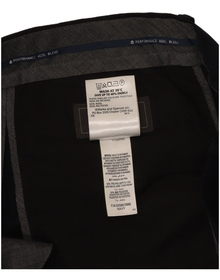 Pantaloni da completo da uomo Marks & Spencer con vestibilità regolare e pegged W34 L33 Blu Navy