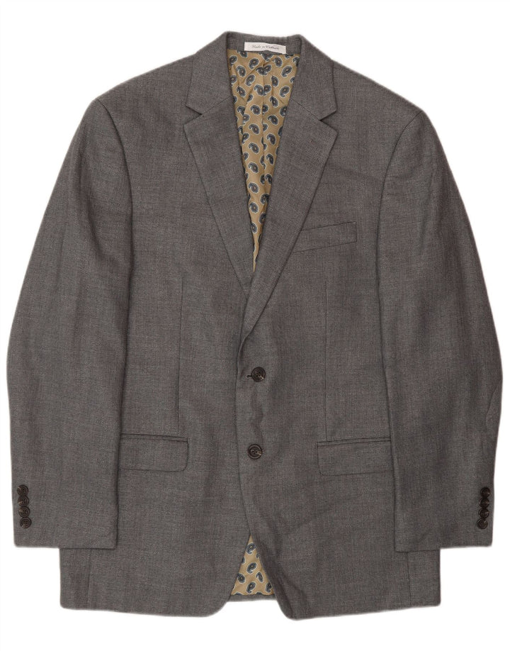 Giacca blazer da uomo a 2 bottoni Chaps UK 40 grande poliestere grigio