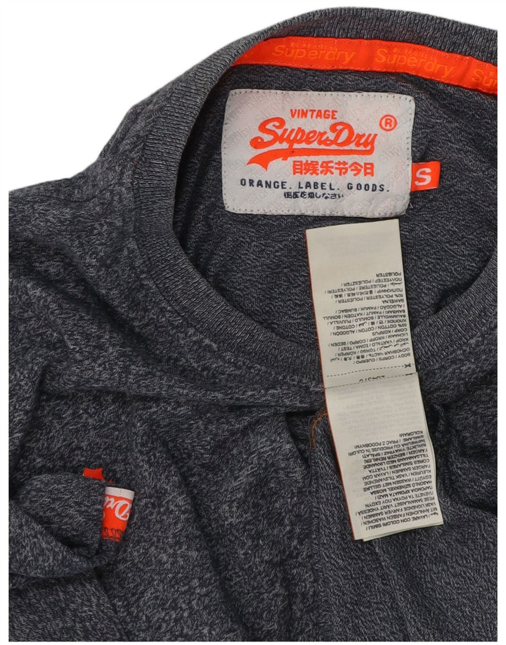 T-shirt da uomo Superdry Top Small in cotone screziato blu navy