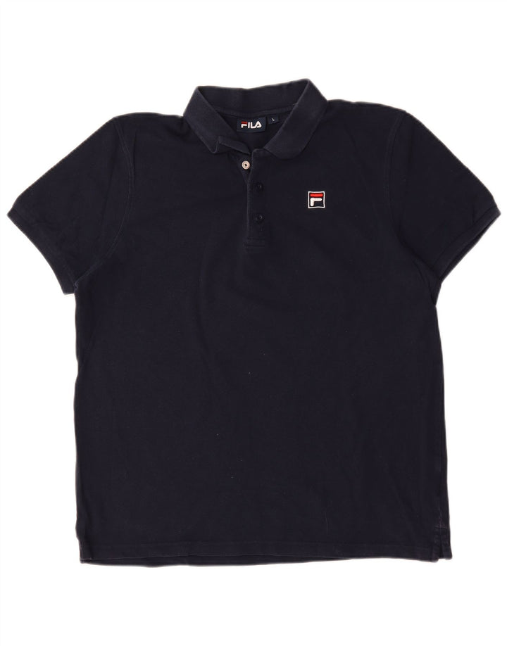 Polo da uomo Fila Large in cotone blu navy