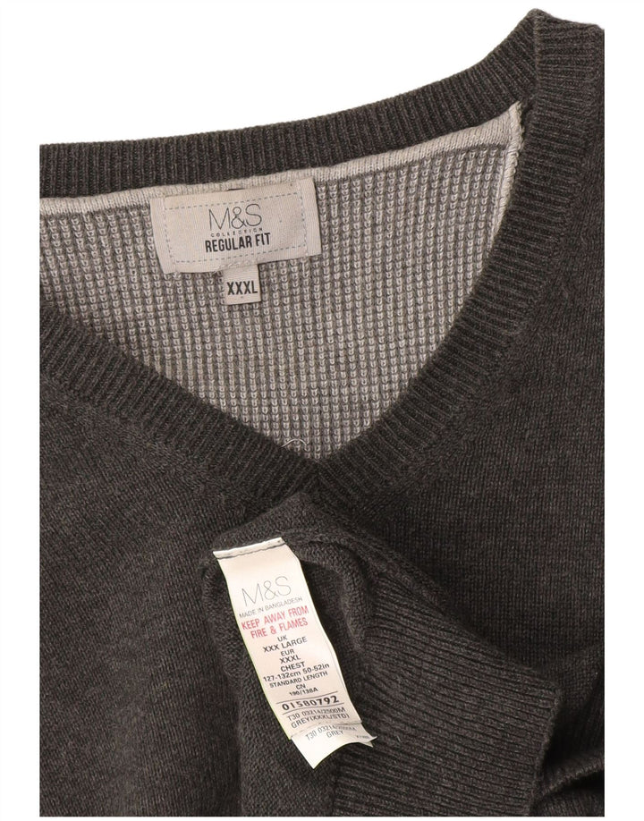 Maglione da uomo Marks & Spencer vestibilità regolare con scollo a V 3XL cotone grigio