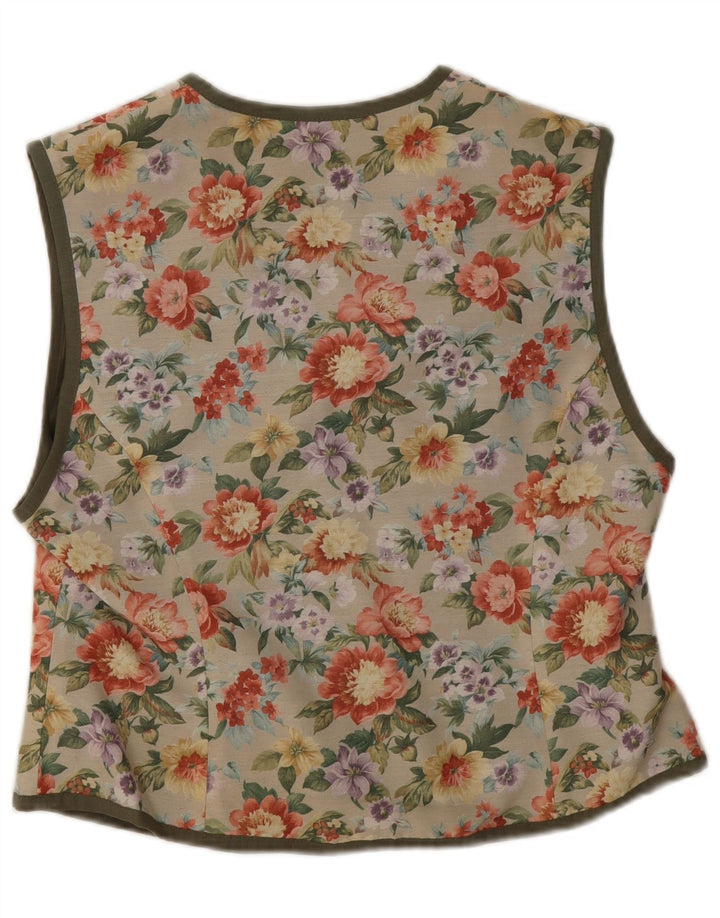 Gilet da donna vintage EU 40 Poliestere floreale beige medio