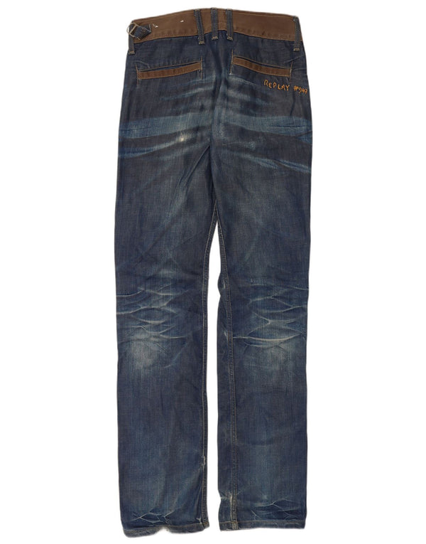 Jeans slim invecchiati da uomo Replay W28 L34 cotone blu
