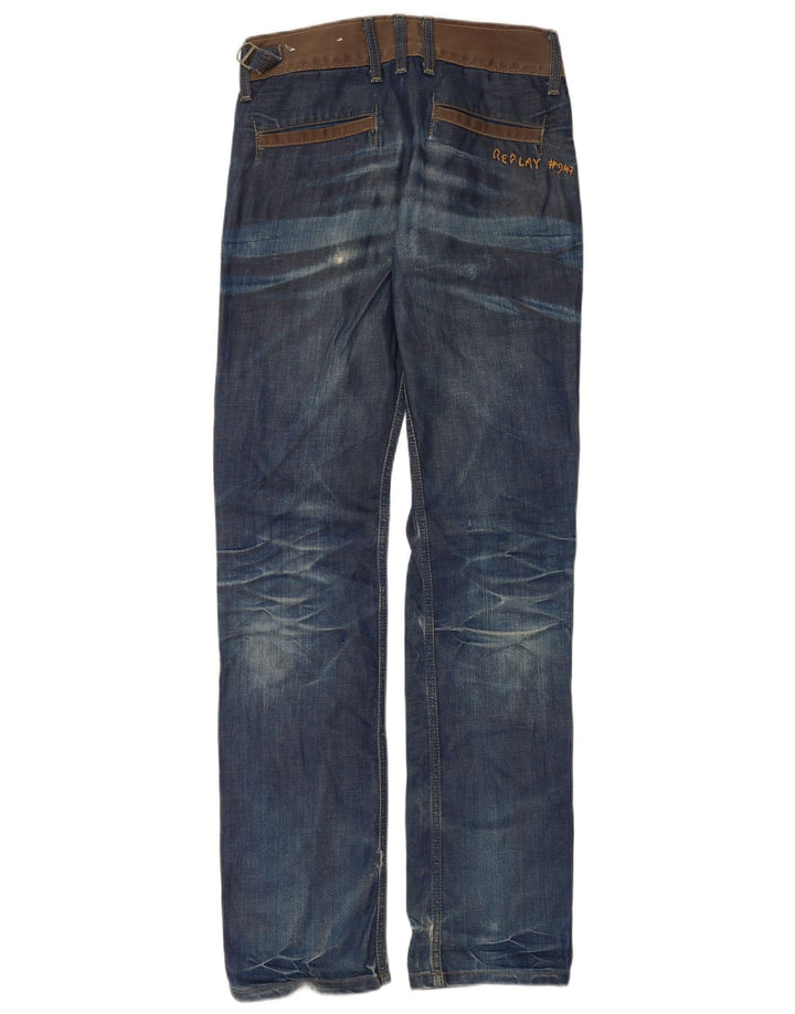 Jeans slim invecchiati da uomo Replay W28 L34 cotone blu