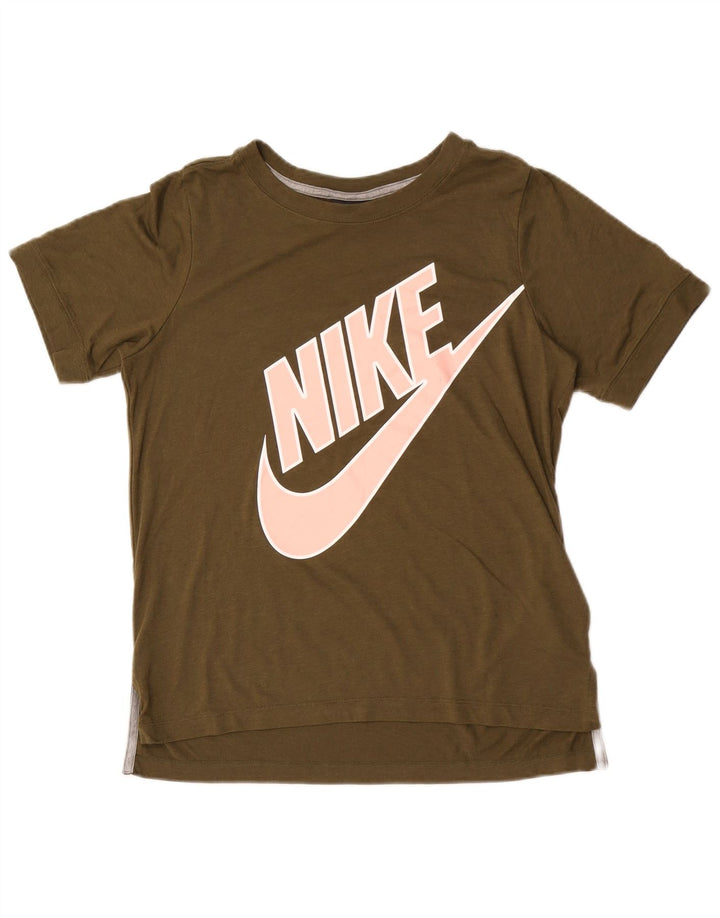 T-shirt grafica da donna Nike Top UK 10 piccola poliestere kaki