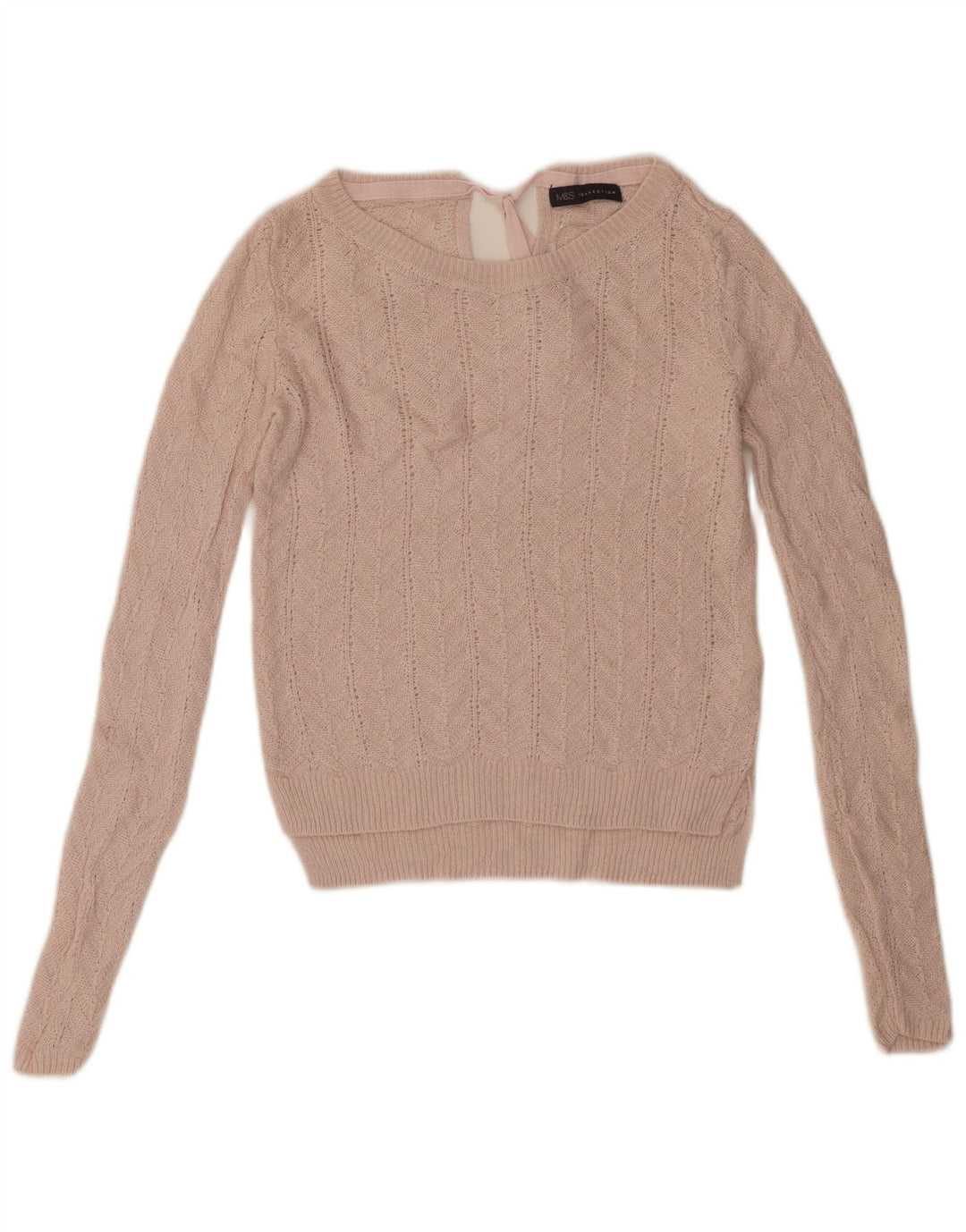 MARKS & SPENCER Maglione corto da donna con scollo a barca UK 8 piccolo rosa